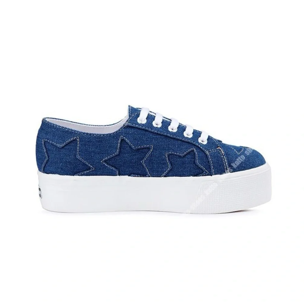 SUPERGA x Lizzy Rare Denim Patch Star Platform Sneaker Blue Denim 8